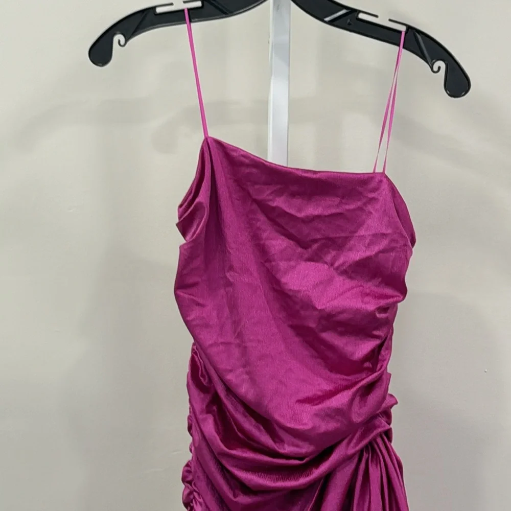 Amanda Uprichard Jersey Anja Mini Dress in Fuchsia - Picture 4 of 8